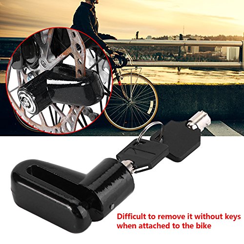 Wheel Lock, Disk Brake Alarm for Metal Bike Lock Disc Brakes Theft Locks, Disk Brake Alarm for with Plastic Frame and Keys, Black (Black) - color: Black