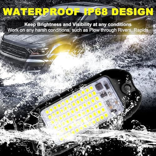 Nicoko 4Pods Pure Yellow 72 LEDs SMD Chips 72w High Power Rock Lights Super Bright Yellow Offroad Car Boat Underglow Lights IP68 Waterproof for Truck SUV UTV ATV RZR - size: Pure yellow rock lights - 4 pack