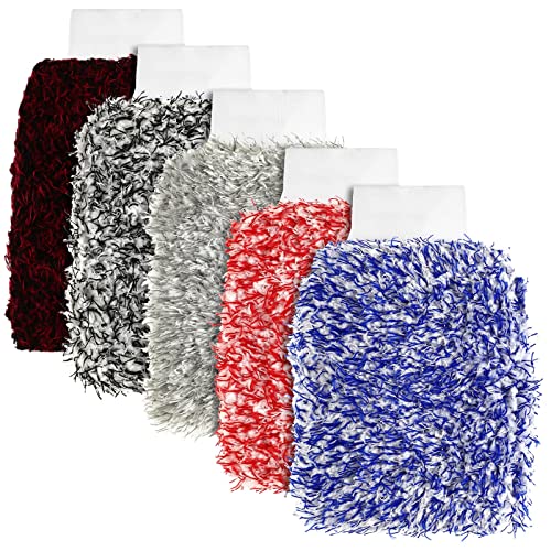 Tallew 5 Pcs Microfiber Car Wash Mitt Absorbent Detailing Washing Gloves Automotive Car Cleaning Supplies for Cars Motorcycles SUVs Trucks Boats, 7 x 11 Inches(Classic)