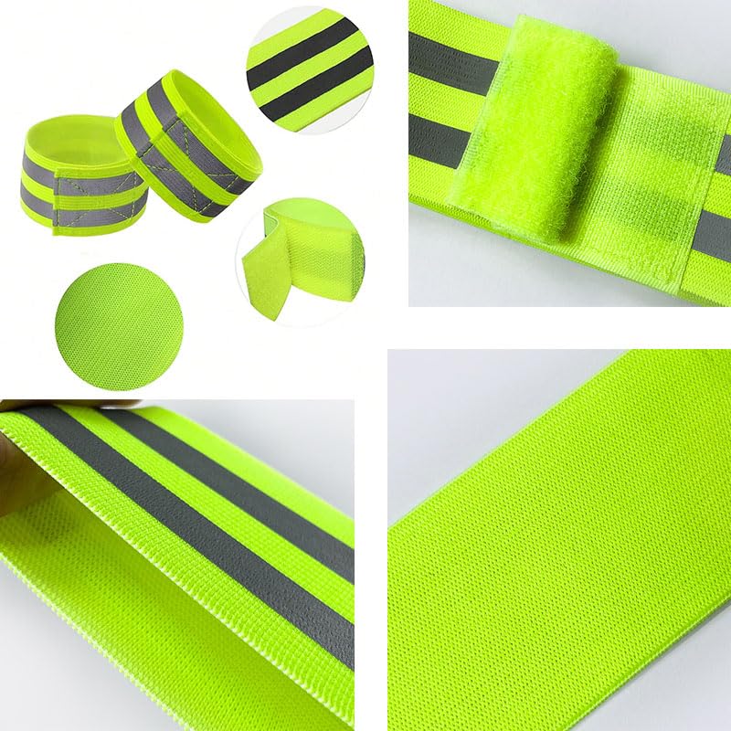 2/4 PCS Safety Reflective Belt - High Visibility Straps for Wrist, Arm, Ankle & Leg for Night Walking, Cycling & Running - color: 2 Pcs