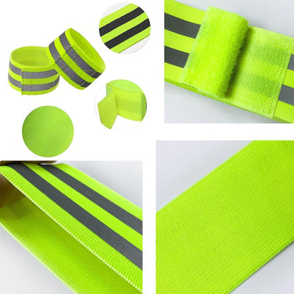 2/4 PCS Safety Reflective Belt - High Visibility Straps for Wrist, Arm, Ankle & Leg for Night Walking, Cycling & Running - color: 4 Pcs