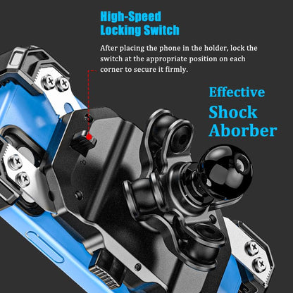 LOKTENWO Anti-Theft UTV Phone Mount with Vibration Dampener, Adjustable UTV Cellphone Holder Fit on 1.5''/1.65''/1.75''/1.85'' Roll Cage Bar, for 5.4''-7'' Smartphone