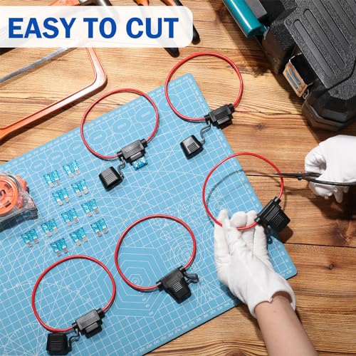 Shimeyao 24 Pcs Inline Fuse Holder Waterproof Automotive Replacement with ATC Blade Fuses for Car Truck Motorcycle Boat (14 Awg with 15 A) - size: 14 Awg with 15 A
