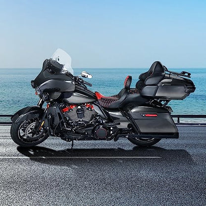 Extended Reach & Max Profile Seat Gel Rider Cushion with Rider Backrest and King Tour Pack Trunk Backrest Pad fit for Harley Touring Road King Street Glide Road Glide Electra Glide 09-23 Black Red - color: Gel Style A Red Seat + 2 Backrest