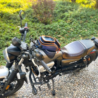 reygeak Motorcycle Tank Bag，Waterproof, with super magnetic thickened magnet blue orange 1680D PVC petrol tank bag, large window cell phone bag, suitable for Suzuki Kawasaki Honda Harley Yamaha. - color: Sapphire Blue