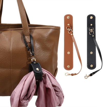 Multifunctional Travel Clip Scarf, Gloves and Hat Hook, Leather Lanyard, Adjustable Strap and Lobster Claw Clip for Bag Keys Accessories, Home Office Travel Organizer, Black - color: Black