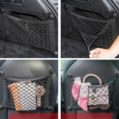 ZMD 2PCS Small Cargo Net Pocket Storage Mesh Net Elastic Automotive Cargo Nets Storage Pouch for Car Trunk Net, RV, Boat Storage Mesh Pocket Net with 8 Mounting Screws and Hooks (21.6 x 9.8 Inches) - size: 21.6 x 9.8 Inches