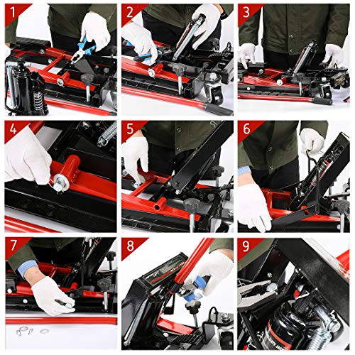 VIVOHOME 1500 LBS Hydraulic Motorcycle Lift Jack, Heavy-Duty Steel ATV Lift Stand with Wheels & Handle, for Motorcycles, Dirt Bikes, ATVs (Red) - color: Red