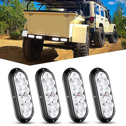 Nilight 6 Inch Oval White LED Trailer Tail Light 4PCS 10 LEDs Waterproof Reverse Back Up Surface Mount Trailers Lights for Truck RV Boat Bus Lorry Camper Van Caravan - color: White Lights Screws 4PCS