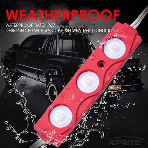 Xprite Red LED Truck Bed Light Kits Rock Lights with On/Off Switch, for Pickup Footwells, Running Boards, Cargo, Under Car, Tonneau Cover, Rail Lighting - color: Red