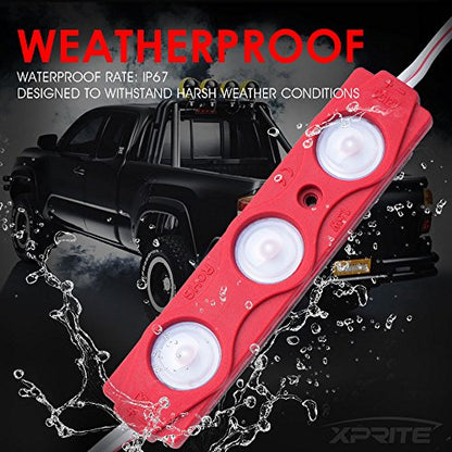 Xprite Red LED Truck Bed Light Kits Rock Lights with On/Off Switch, for Pickup Footwells, Running Boards, Cargo, Under Car, Tonneau Cover, Rail Lighting - color: Red