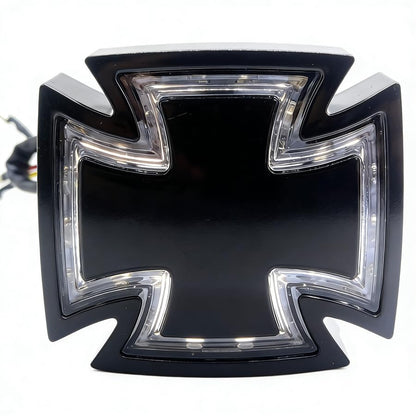 Universal Black Motorcycle Rear Light LED Brake Lamp Maltese Cross ATV Scooter Tail Running Indicator For Suzuki Yamaha Ducati Harley