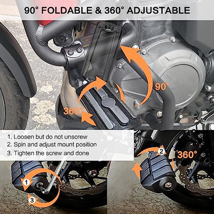 VGMOTO Motorcycle 1.25" Highway Footpegs Adjustable Foot Pegs Footrests with Clamps Mounts kit Compatible with Harley Touring Sportster Softail Road Glide Street Glide with 1 1/4 inch Engine Guard - color: Chrome-Style A