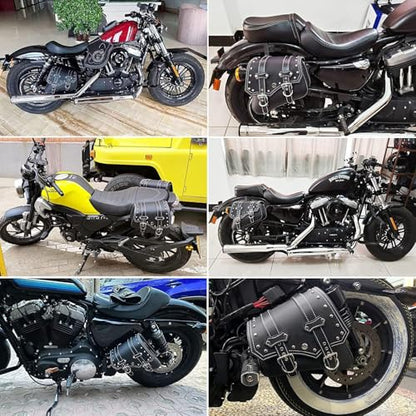 Motorcycle Saddle Bags Side Bags - Saddlebags Softail Pvc Leather,Waterproof, Side Tool Bag, Universal Storage Tool Bag for Motorbike,with cup holder (Left Side) - style: Left