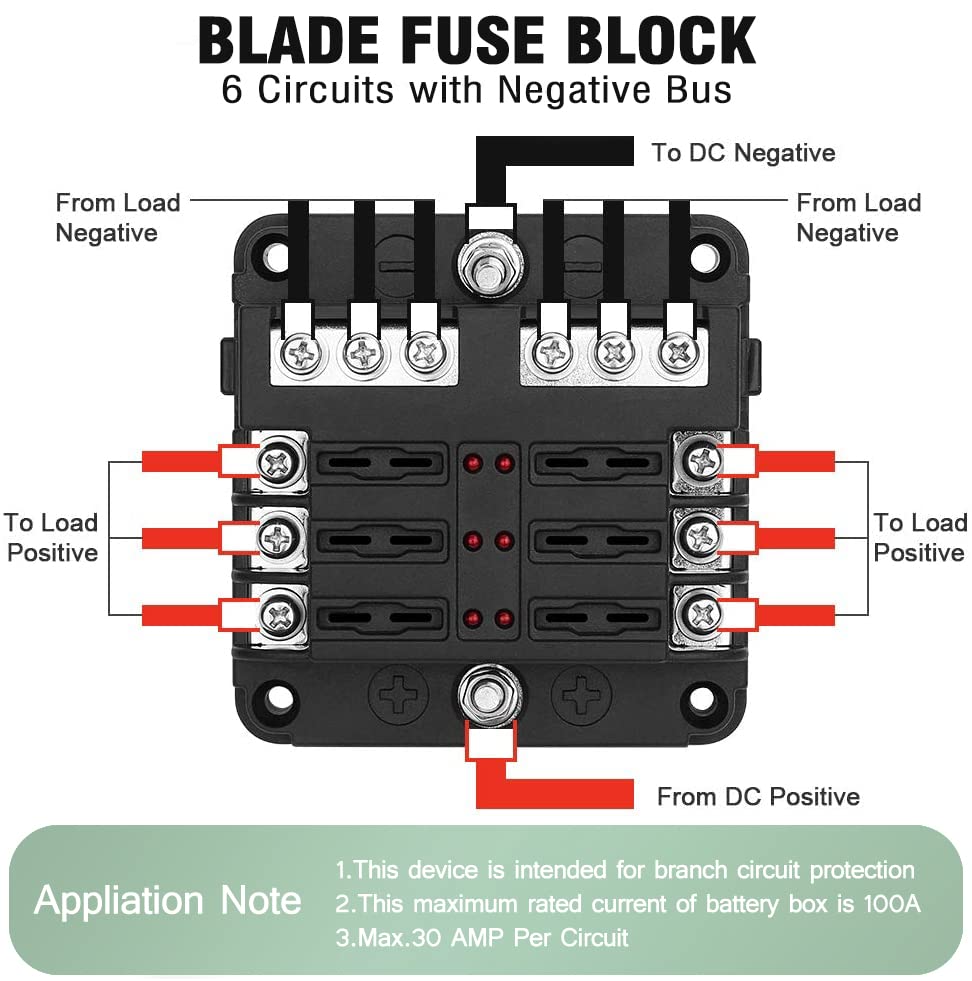 6-Way Marine Fuse Block,Waterproof 12v Fuse Block with LED Indicator for 12V/24V Automotive Golf Cart Truck Car Boat Marine RV Motorcycle - style: 6-Way
