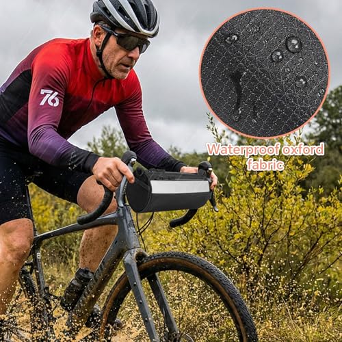 Urban Roll E-bike Handlebar Bag Waterproof Bicycle Front Bag for Mountain Multiuse Crossbody Hand Bag (Black, Medium) - color: Black, size: Medium