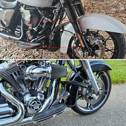 DREAMIZER Engine Guard Crash Bar Compatible with Harley Touring 2014-2023 Road King Street Glide Electra Glide - Glossy Black Flat-Out Bar Protector