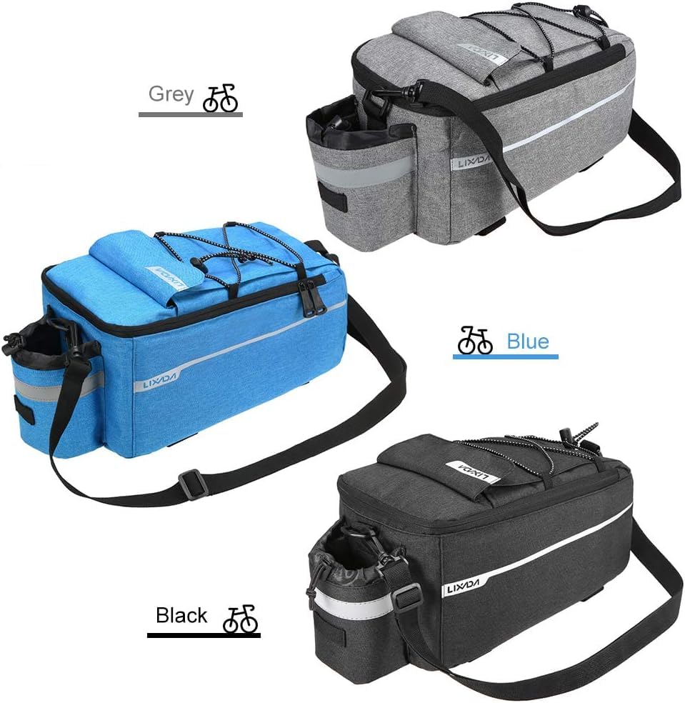 Lixada Bike Panniers Bike Trunk Bag Insulated Bag for Warm/Cool Items, Bicycle Rear Rack Storage Luggage Bicycle Seat Multifunctional Insulated Trunk Cooler Bag Shoulder Bag 11.4 6.3 6.7in - color: Gray