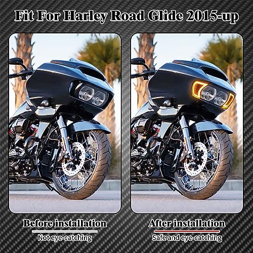 Motorcycle Headlight Vent Accent Turn Signal LED Indicator Side Lights For Harley Road Glide FLTRX 2015-2023 (Clear Lens) - color: Clear Lens