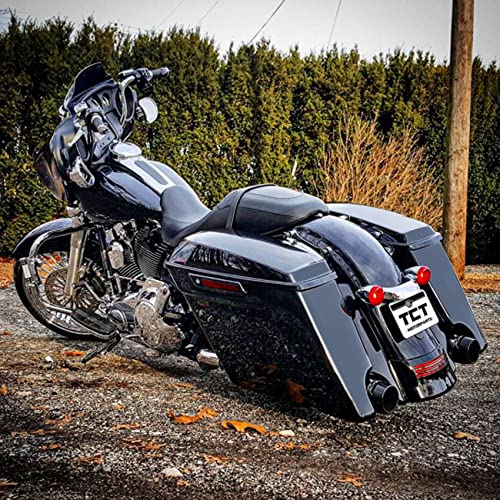 TCT-MOTORPARTS Vivid Black 5" Stretched Saddlebags & Rear Fender System For Harley Touring 2014-2024 Road King