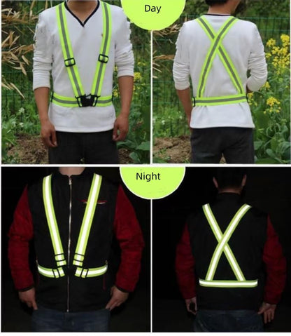 Running Reflective Vest Elastic Adjustable Reflective Vest 2 Pieces with 4 High-Visibility Reflective Belts for Nighttime Running Biking Motorcycle Dog Walking fits Men Women Kids - color: Pink-Green