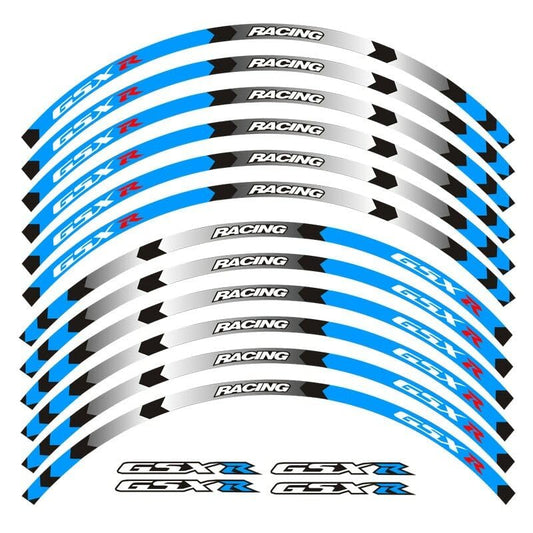 For Suzuki GSXR GSX-R 250 400 600 750 1000 Motorcycles Accessories Thick Edge Outer Front and Rear Rim Wheel Protector Cover Reflective Decal Sticker Ornament Strip Tape (A Blue) - color: A Blue