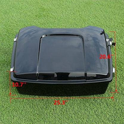 TCT-MOTORPARTS Vivid Black Chopped Trunk & Backrest Fit for Harley 1997-2013 Touring Electra Glide Ultra Limited Street Glide Raod Glide - color: Razor Trunk Set #1