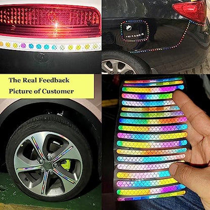 Bicycle Stickers Rainbow Car Decals Reflective Rim Tape for Bikes Pink Rims for Cars,Bike,Skateboard, Motorcycle Nighty Safety Warning Sticker (180 Pcs Strip&Dots) - style: 180 Pcs Strip&Dots