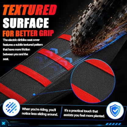 JFG RACING Seat Cover for VALTINSU Electric Dirt Bike,PVC Non-Slip Cushion Guard for VALTINSU EM5 Motorcycle Off-Road Ebike-Red - color: Red