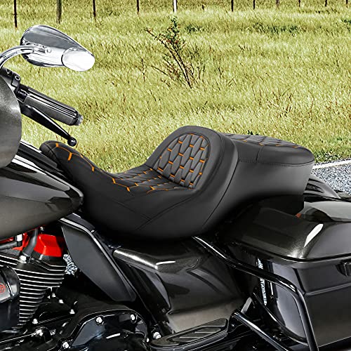 CC RIDER Driver Passenger Seat Hammock Gel Orange Hexagon Fit For Harley Touring 2009-2023 Street Glide Road Glide Road King Electra Glide and 2009-2021 Tri Glide - color: 16# Orange