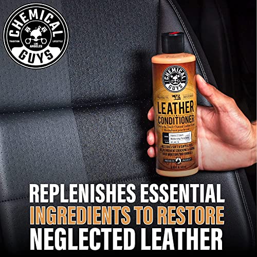 Chemical Guys SPI410 Leather Cleaner and Conditioner Bundle with ACC_S95 Long Bristle Horse Hair Leather Cleaning Brush, Safe for Car, Home, Office, & More (3 Item Bundle with 2-16 fl oz Bottles) - style: 16 Fl Oz KIT + BRUSH