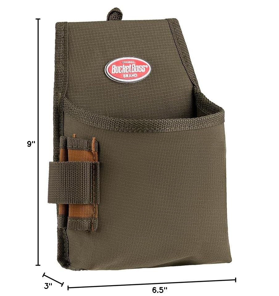 Bucket Boss Fastener Tool Pouch with FlapFit in Brown, 54160, Green - size: (Pack of 1)