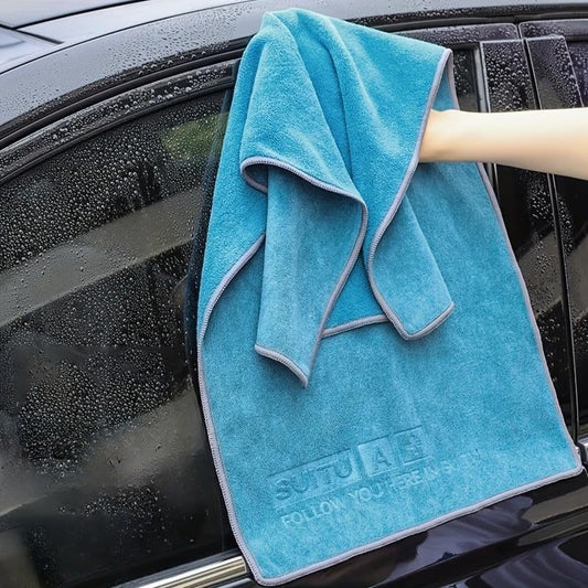 Extra Large Car Cleaning Towel - 13.7" x 30" High Absorbency Microfiber Cloth for Streak-Free Drying, Detailing Windows & Dashboard, RV, Motorcycle, Boat - Dark Blue