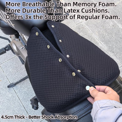 Large 3D Honeycomb Motorcycle Gel Seat Cushion - Foldable Pressure Relief & Breathable Pad with Anti-Slip Straps for Long Rides