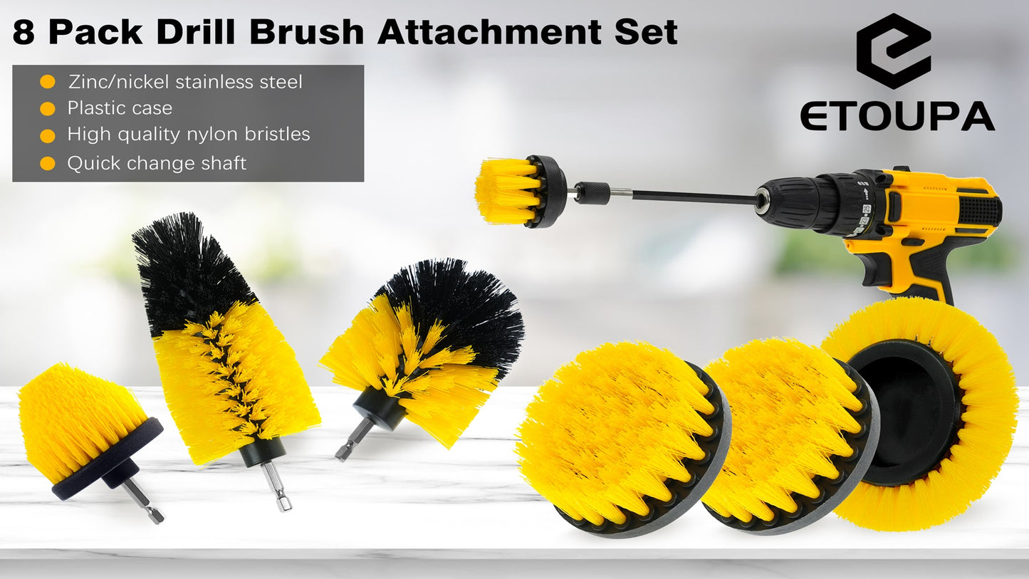8 Pcs Drill Brush Attachment Set, Power Cleaning Scrub Brush Kit with Extend Long Attachment, All Purpose Drill Scrub Brushes for Car, Grout, Floor, Tub, Bathroom and Kitchen (Green) - color: Green